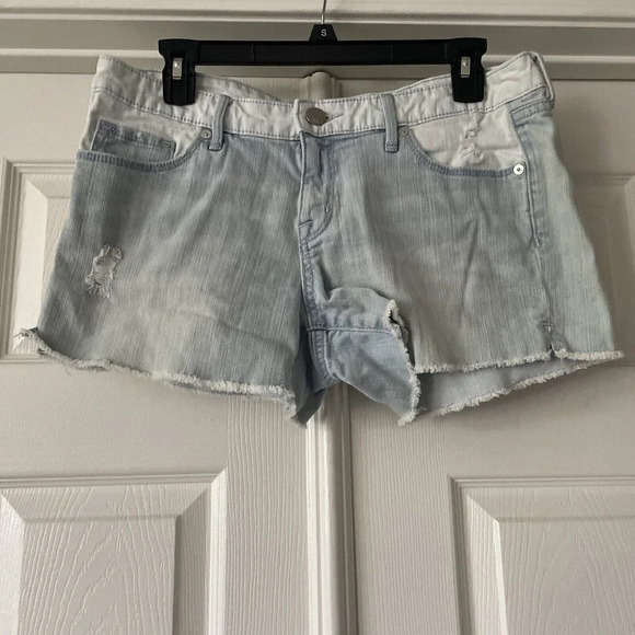 Mossimo Womens Cut Off Shorts Sz 10 Pockets Denim Distressed Beach Stretch Blue - Picture 1 of 12